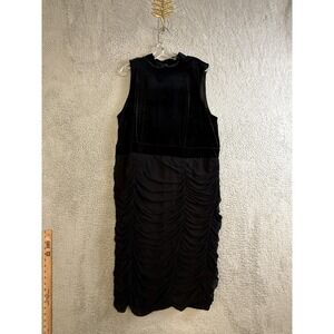 Torrid Dress Womens 22 Black Velvet Mesh Ruched At The Knee Mock Neck Sleeveless
